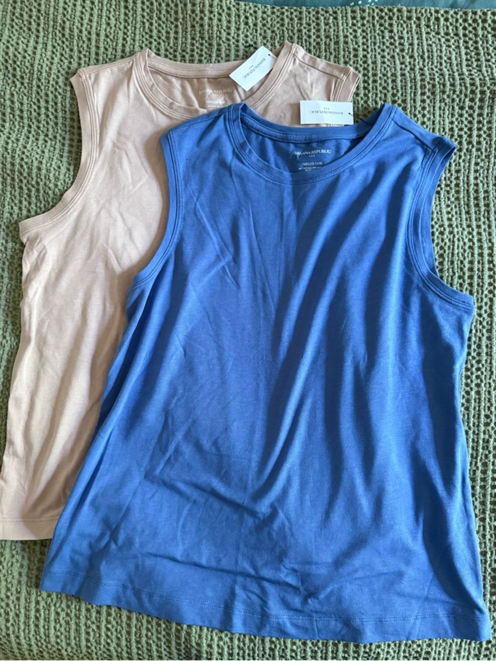 Banana Republic 2 Timeless Tank Tops - Blue and Beige, Med, BNWT